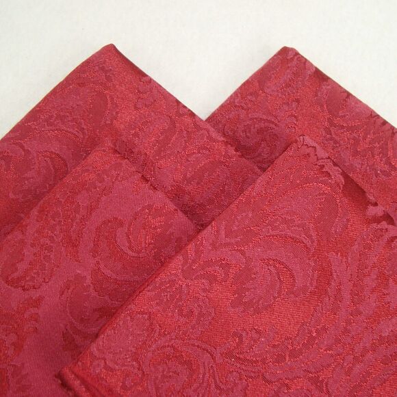 (4) Burgundy Damask Fabric Cloth Napkins Royal Palace Design - Picture 2 of 4
